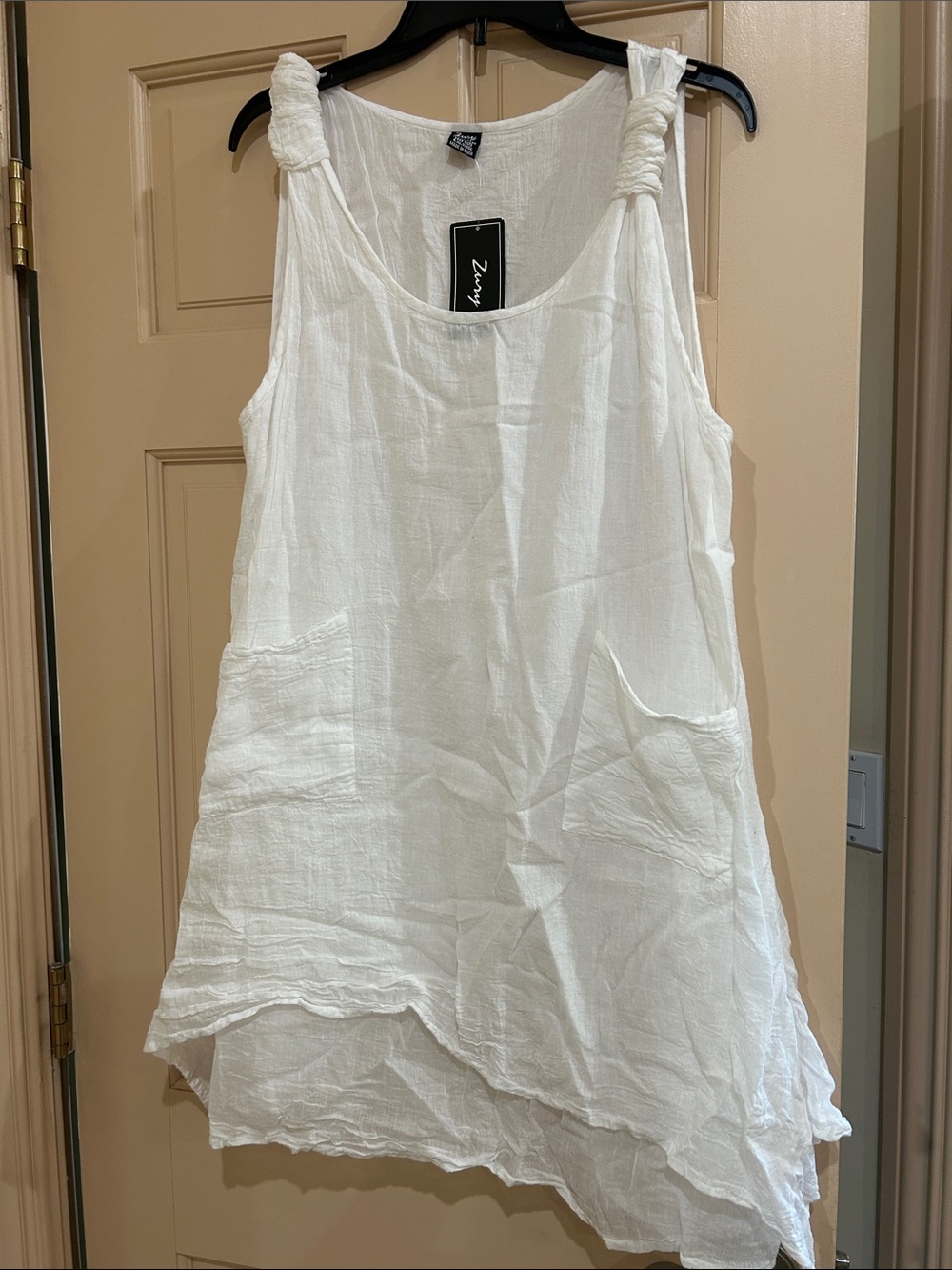 Zoey White Gauze Knot-Shoulder Swim Coverup Tunic